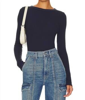 NEW ENZA COSTA silk knit crew tee in dark navy
